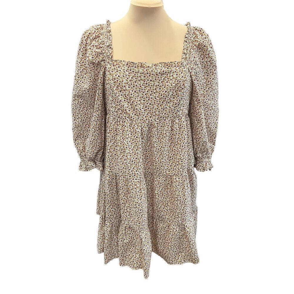 STORIA ditsy floral puff sleeve tiered smocked dress cottagecore coquette girly